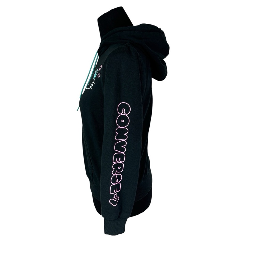 Converse X Hello Kitty Sanrio Black Pullover Drawstring Hoodie Women's Small - Picture 6 of 13